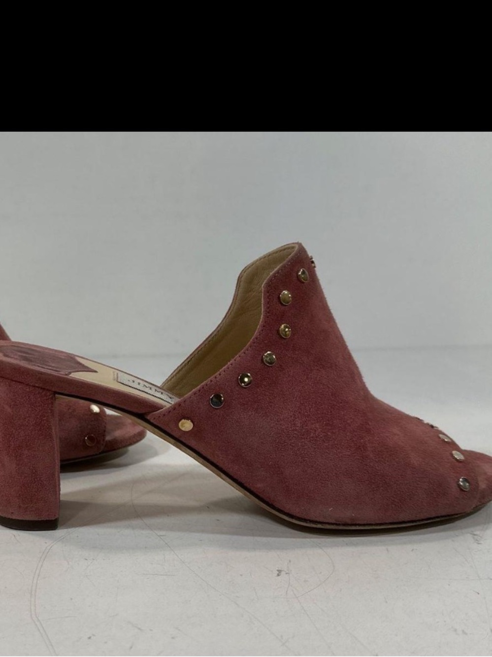 Women’s Jimmy Choo Rose Pink Suede Grommets Slide Sandals Size 37